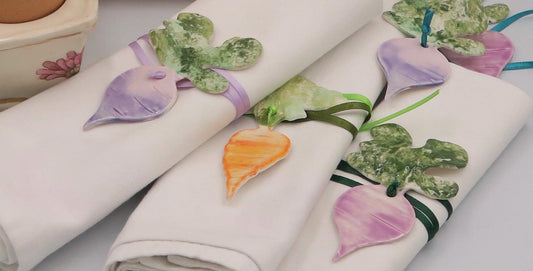 Porcelain Napkin Ties – Carrot, Turnip & Beetroot