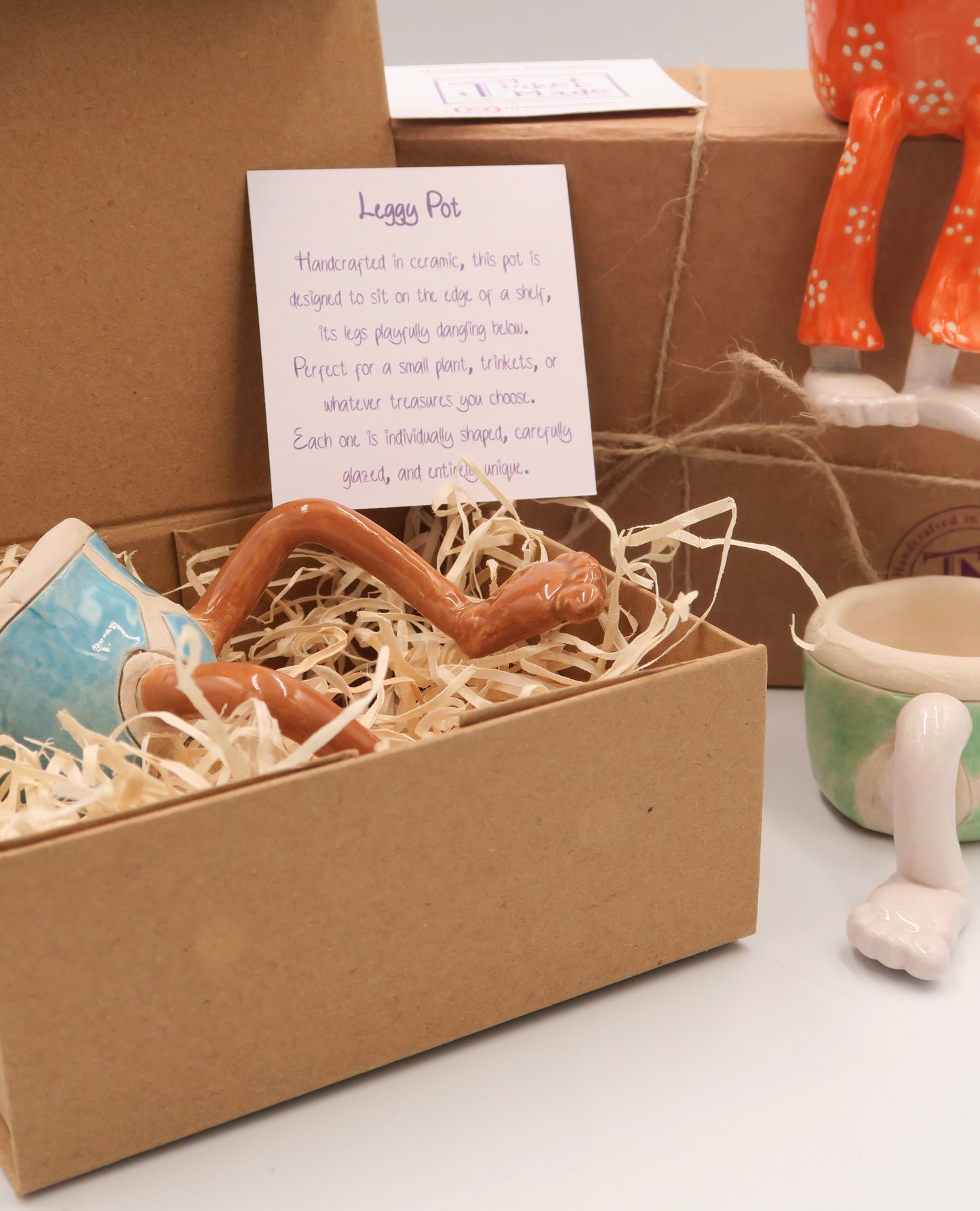 Leggy Pot – Handmade Ceramic Planter or Trinket Dish | Quirky Shelf Pot | Funny Gift | Unique Pottery Sculpture